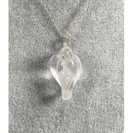 Hyaline Quartz Rock Crystal Angel Pendant with Silver Plated Necklace Crystals Healing-2