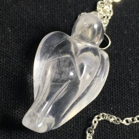Hyaline Quartz Rock Crystal Angel Pendant with Silver Plated Necklace Crystals Healing-3
