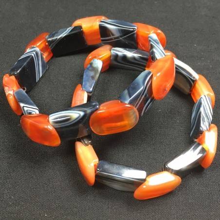 Bracciale in CORNIOLA e AGATA NERA Minerali Braccialetto Cristalloterapia Zen A+-3