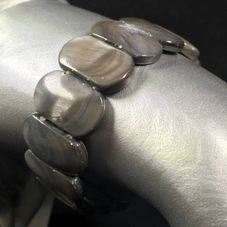 Bracelet in Smooth Mother of Pearl Crystal Healing Chakra Zen A+-1