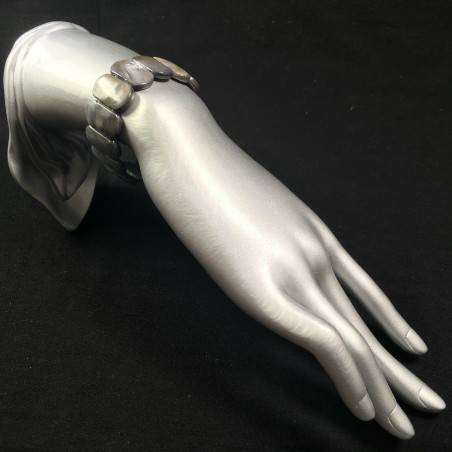 Bracelet in Smooth Mother of Pearl Crystal Healing Chakra Zen A+-2