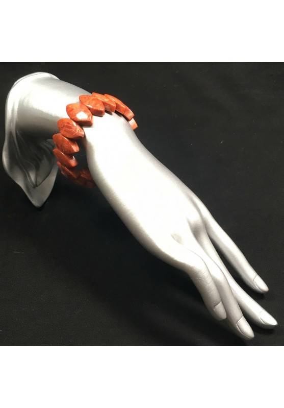 Bracciale in MADREPORA ROSSA Pietra Lavorata Levigata Braccialetto Chakra Zen A+-1