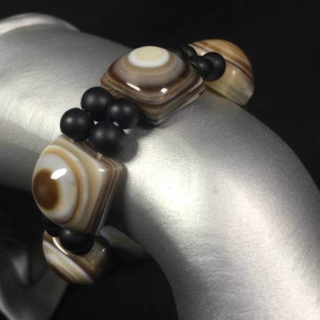 Natural Buddha's Eye AGATE Bracelet and ONIX MINERALS Crystal Healing-1