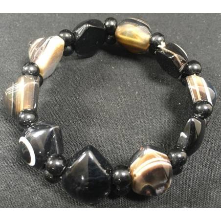 Bracelet in Buddha Eye Polished AGATE MINERALS Crystal Healing Chakra Zen A+-4