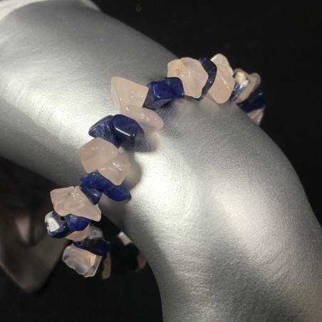 Bracelet in SODALITE and ROSE QUARTZ Crystal Healing Elasticated Chakra Zen A+-1