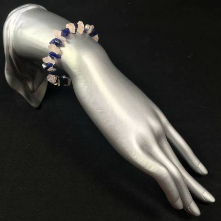 Bracelet in SODALITE and ROSE QUARTZ Crystal Healing Elasticated Chakra Zen A+-2