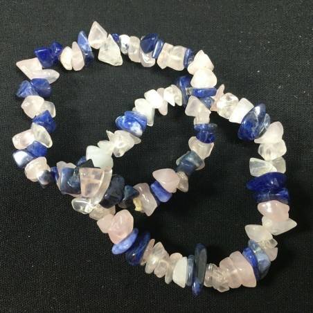 Bracelet in SODALITE and ROSE QUARTZ Crystal Healing Elasticated Chakra Zen A+-3
