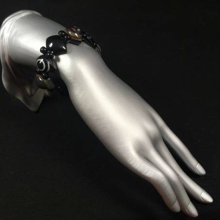Bracelet in Buddha Eye Polished AGATE Gift Idea Rare Elasticated Crystal Healing A+-3