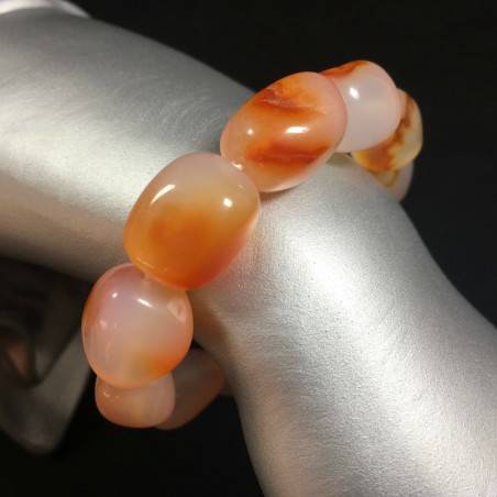 Pulsera Rodado de CORNALINA Pulsera Cristaloterapia Chakra Reiki A+-1