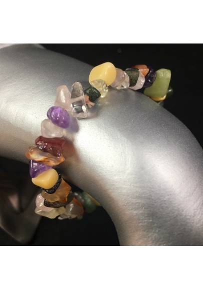 Tumble Chips Bracelet AMETHYST CARNELIAN TOURMALINE CALCITE AVENTURINE Unisex A+-1