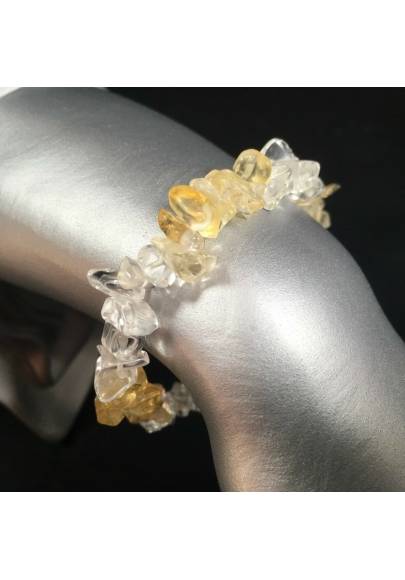 Natural Clear Quartz and CITRINE Quartz Chips Bracelet - VIRGO ARIES GEMINI Healing-1