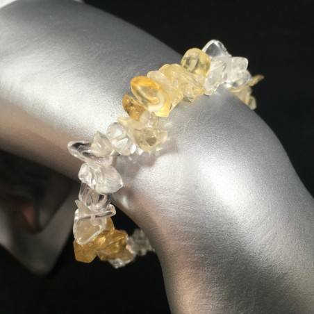 Natural Clear Quartz and CITRINE Quartz Chips Bracelet - VIRGO ARIES GEMINI Healing-1