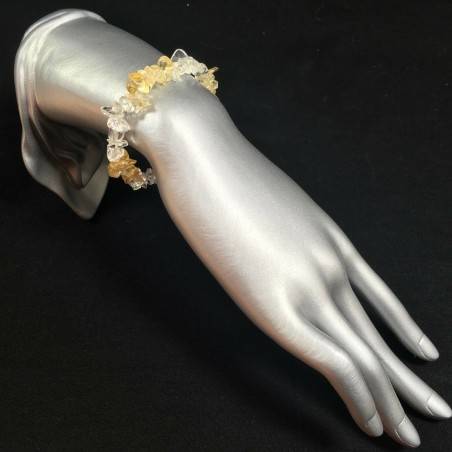 Natural Clear Quartz and CITRINE Quartz Chips Bracelet - VIRGO ARIES GEMINI Healing-2