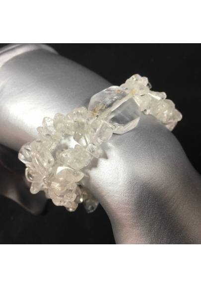 Bracciale Scaglie di QUARZO IALINO con CABOCHON Regalo Cristalloterapia Zen A+-1