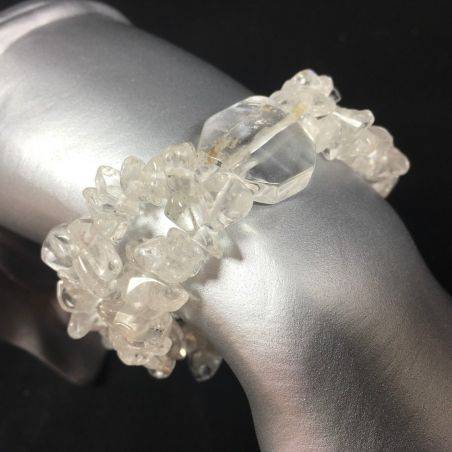 Bracciale Scaglie di QUARZO IALINO con CABOCHON Regalo Cristalloterapia Zen A+-1