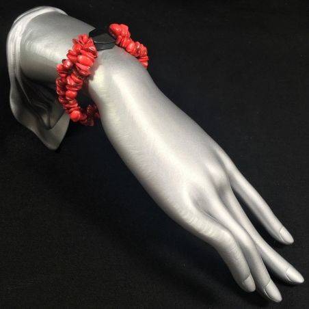 Bracciale Chips CORALLO ROSSO con ONICE NERO Braccialetto Amore Cristalloterapia-2