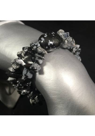 Natural Snow Flakes OBSIDIAN Bracelet Tumbled Chips Crystal Healing - VIRGO TGOLD-1