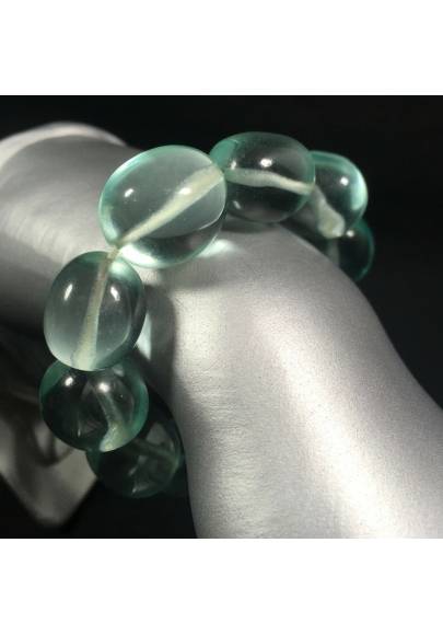Tumbled stone Bracelet in Aqua Blue OBSIDIAN Crystal Healing Chakra A+-1