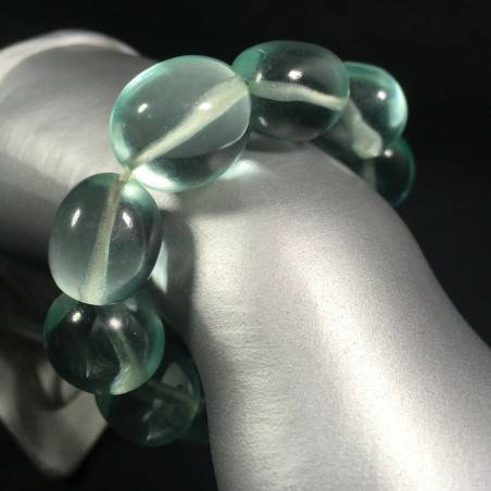 Tumbled stone Bracelet in Aqua Blue OBSIDIAN Crystal Healing Chakra A+-1