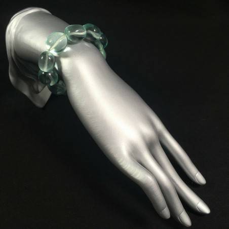 Tumbled stone Bracelet in Aqua Blue OBSIDIAN Crystal Healing Chakra A+-2