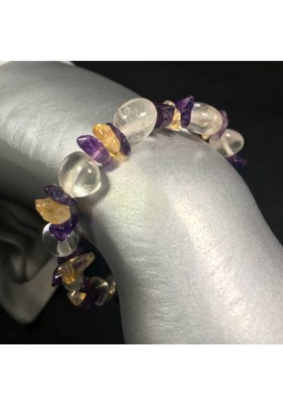 Hyaline CLEAR Quartz AMETHYST & CITRINE Bracelet Quartz Crystal Healing-1