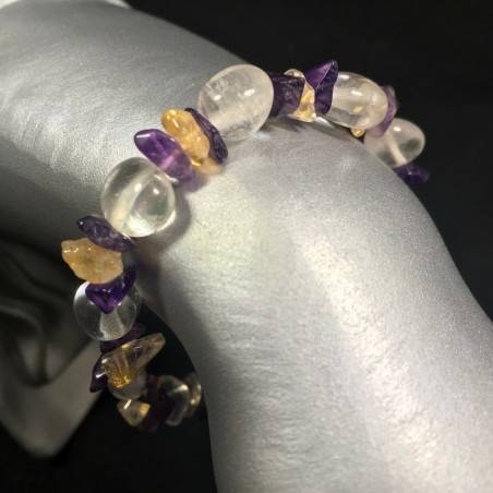 Hyaline CLEAR Quartz AMETHYST & CITRINE Bracelet Quartz Crystal Healing-1