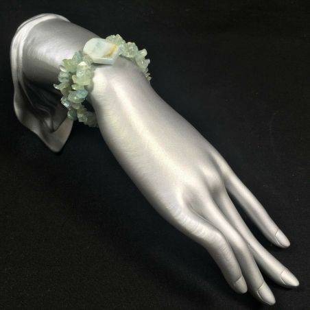 AQUAMARINE Bracelet Tumbled Chips Elasticated Crystal Healing Chakra Reiki A+-2