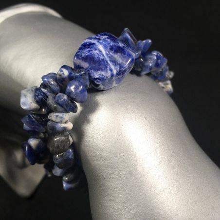 Bracciale Scaglie di SODALITE Minerali Braccialetto Cristalloterapia Chakra A+-1