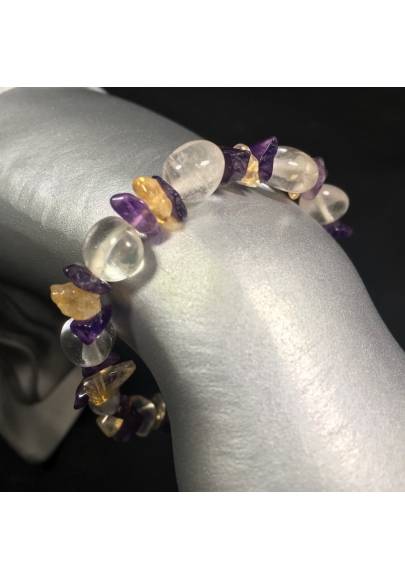 Bracelet in HYALINE CLEAR QUARTZ AMETHYST & CITRINE QUARTZ - SAGITTARIUS VIRGO-1