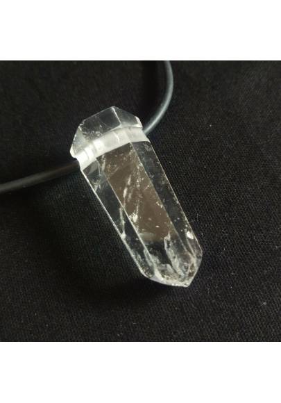 Ciondolo PUNTA Grande di Quarzo IALINO Cristallo di Rocca COLLANA Charm Gioielli-1