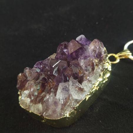 Pendentif GEMME de Améthyste DORÉ DRUSE Grand Collier Cristal thérapie Chakra-5