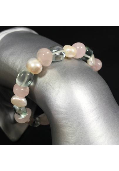 BRACELET dans Quartz Rose e Cristal de roche Bracelet Avec Perles Naturel-1