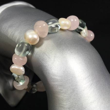 BRACELET dans Quartz Rose e Cristal de roche Bracelet Avec Perles Naturel-1