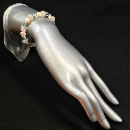 BRACELET dans Quartz Rose e Cristal de roche Bracelet Avec Perles Naturel-2