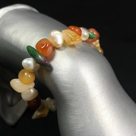 RUBY ZOISITE - CARNELIAN CITRINE QUARTZ & PEARL Bracelet Beads Crystal Therapy-1