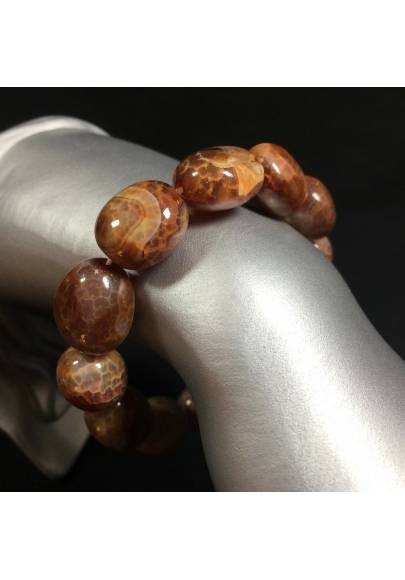 Braccialetto in Agata Marrone Bracciale - Cracked Brown Carnelian Agate Bracelet-1