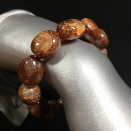 Braccialetto in Agata Marrone Bracciale - Cracked Brown Carnelian Agate Bracelet-1