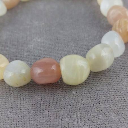 Bracelet in Adularia MOONSTONE Tumbled Naturals Crystal Healing - LEO TGOLD-4