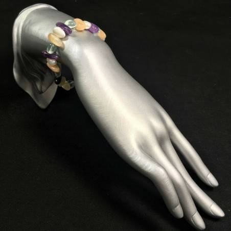 Adularia MOONSTONE Bracelet - Purple Fluorite and Obsidian with PEARL-2