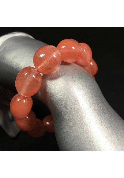 CHERRY ROSE QUARTZ Tumbled Stone Bracelet Beads Elasticated Handmade Gemstone-1