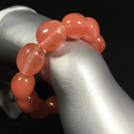 CHERRY ROSE QUARTZ Tumbled Stone Bracelet Beads Elasticated Handmade Gemstone-1