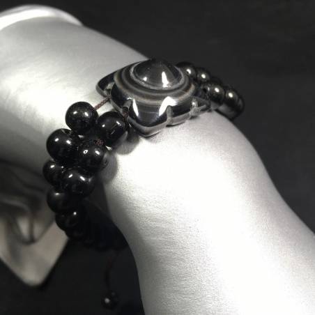 Buddha Eye and ONIX Bracelet EXTRA Bracelet Black Onix Stone Healing Chakra Tumbled-2