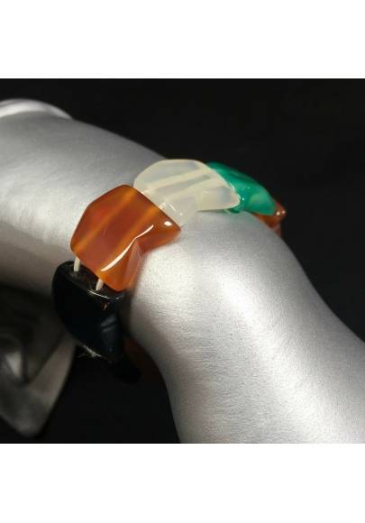 Pulsera en ÁGATA Negra , Blanca , Verde CORNALINA Pulsera Cristaloterapia-1