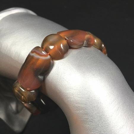 Braccialetto in Agata CORNIOLA Bracciale - Banded Carnelian Red Agate Bracelet-3