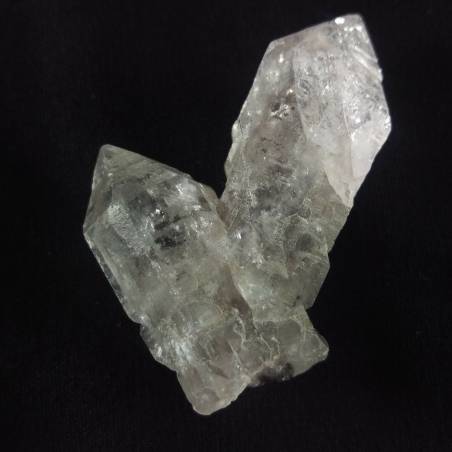 MINERALS * HYALINE Quartz Double Terminated Double Point with Tourmaline Inclusions-4