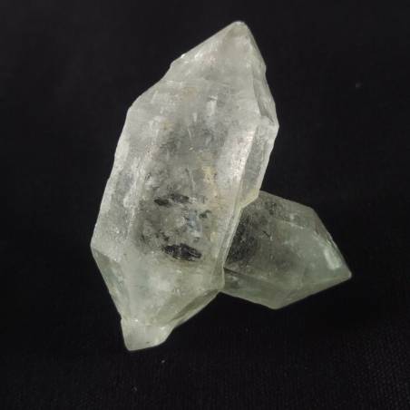 MINERALS * HYALINE Quartz Double Terminated Double Point with Tourmaline Inclusions-7
