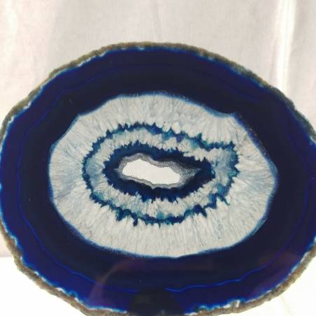 MINERALS *  GORGEOUS Blue/Purple AGATE SLICE With Crystals of Brazilian AMETHYST-2