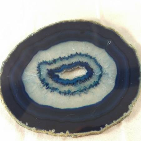 MINERALS *  GORGEOUS Blue/Purple AGATE SLICE With Crystals of Brazilian AMETHYST-3
