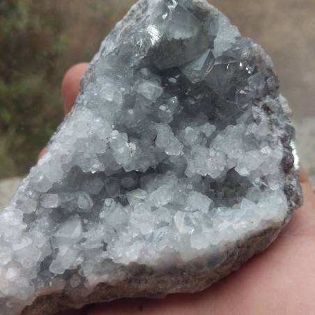 * MINERALI * Geode di CELESTINA MADAGASCAR Azzurra Drusa Cristalli Tasparenti A+-2