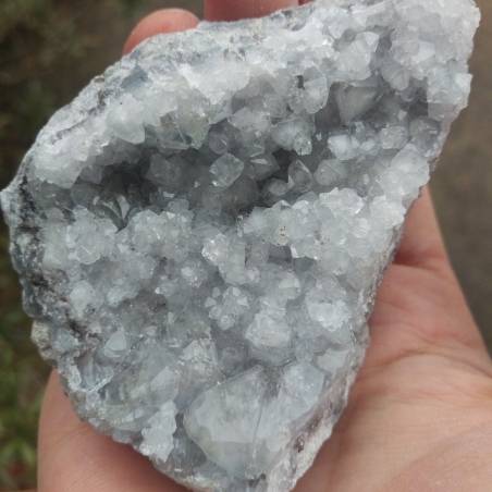 * MINERALI * Geode di CELESTINA MADAGASCAR Azzurra Drusa Cristalli Tasparenti A+-5